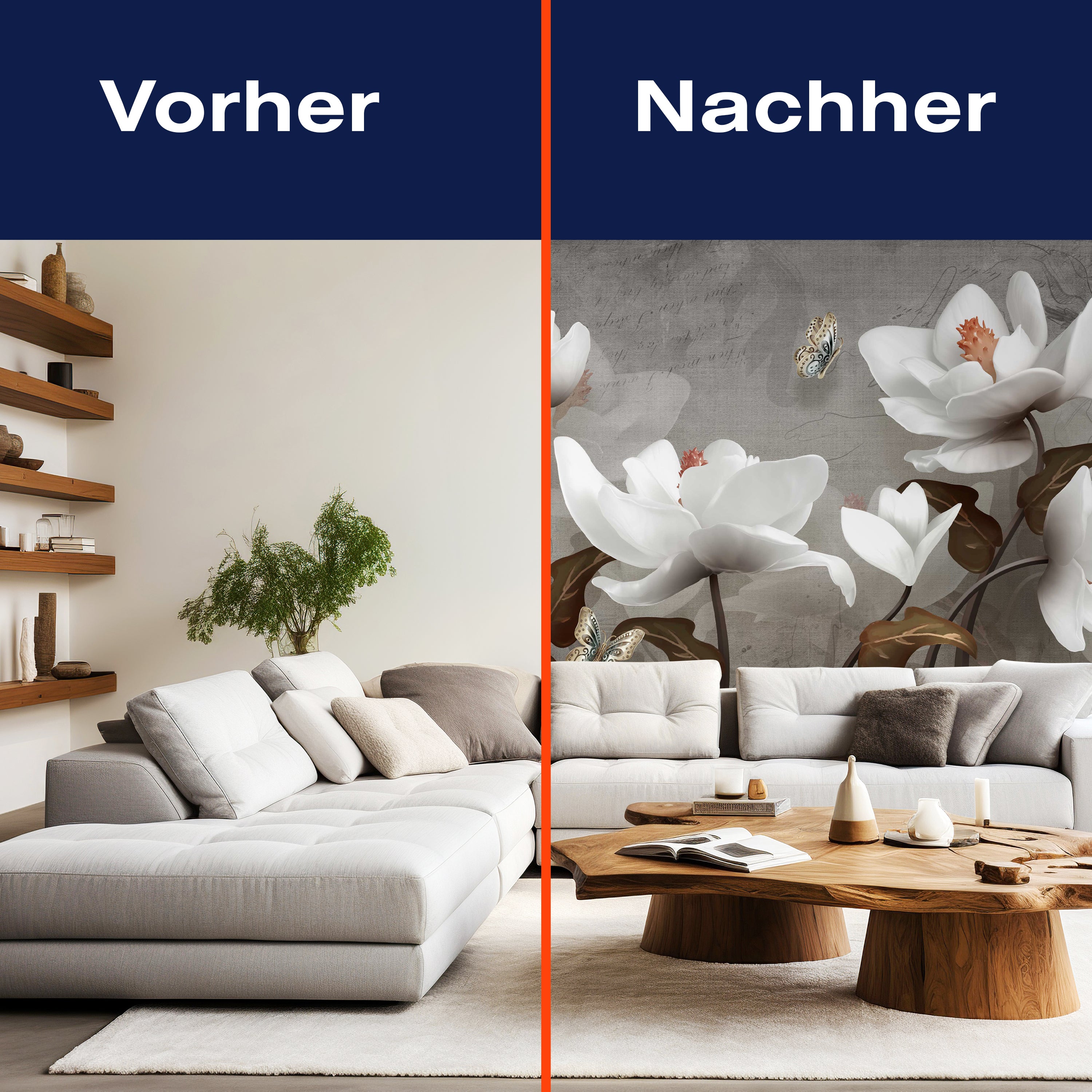 Fototapete Blumen Schmetterlinge Illustration M6107 - Bild 9 Fototapete Blumen Schmetterlinge Illustration M6107 - Bild 9