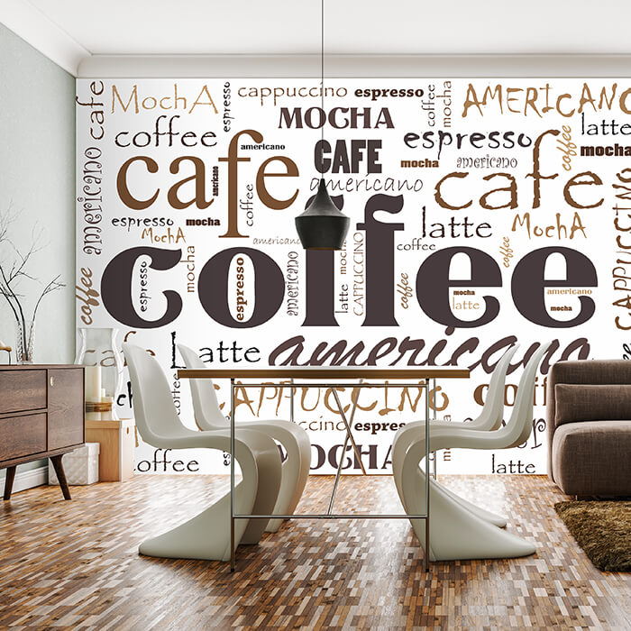 Fototapete Kaffee Schrift Wörter M6153 - Bild 1 Fototapete Kaffee Schrift Wörter M6153 - Bild 1