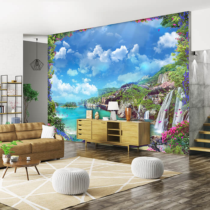 Fototapete Meer Stadt Wasserfall M6355 - Bild 1 Fototapete Meer Stadt Wasserfall M6355 - Bild 1