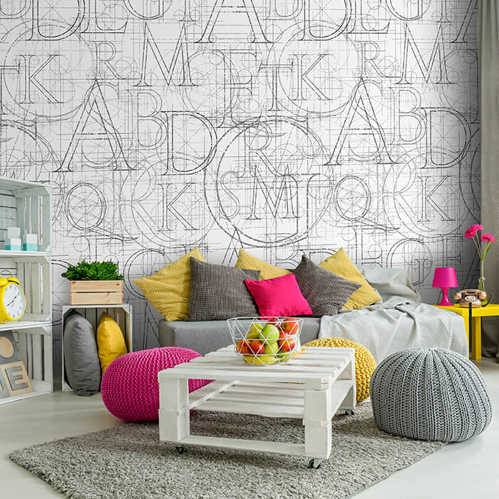 Fototapete Alphabet schwarz weiß M6363 - Bild 1 Fototapete Alphabet schwarz weiß M6363 - Bild 1