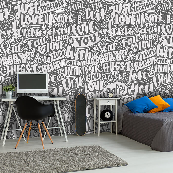 Fototapete Schrift Liebe grau M6366 - Bild 1 Fototapete Schrift Liebe grau M6366 - Bild 1