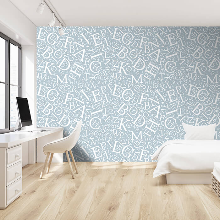 Fototapete Alphabet Grau Blau M6384 - Bild 1 Fototapete Alphabet Grau Blau M6384 - Bild 1
