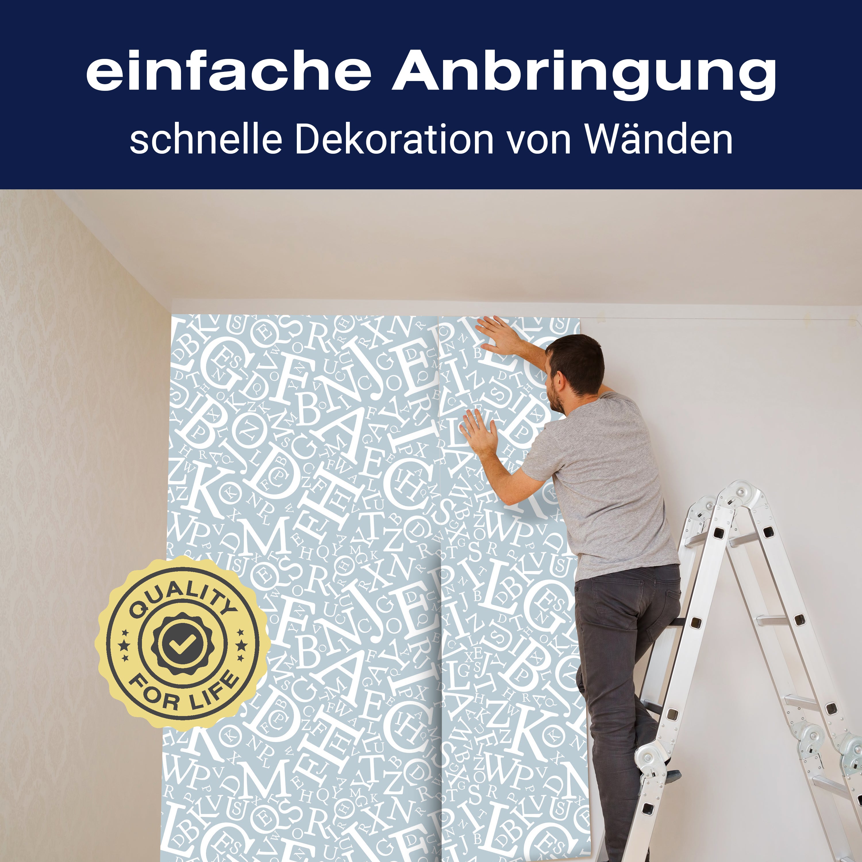 Fototapete Alphabet Grau Blau M6384 - Bild 3 Fototapete Alphabet Grau Blau M6384 - Bild 3
