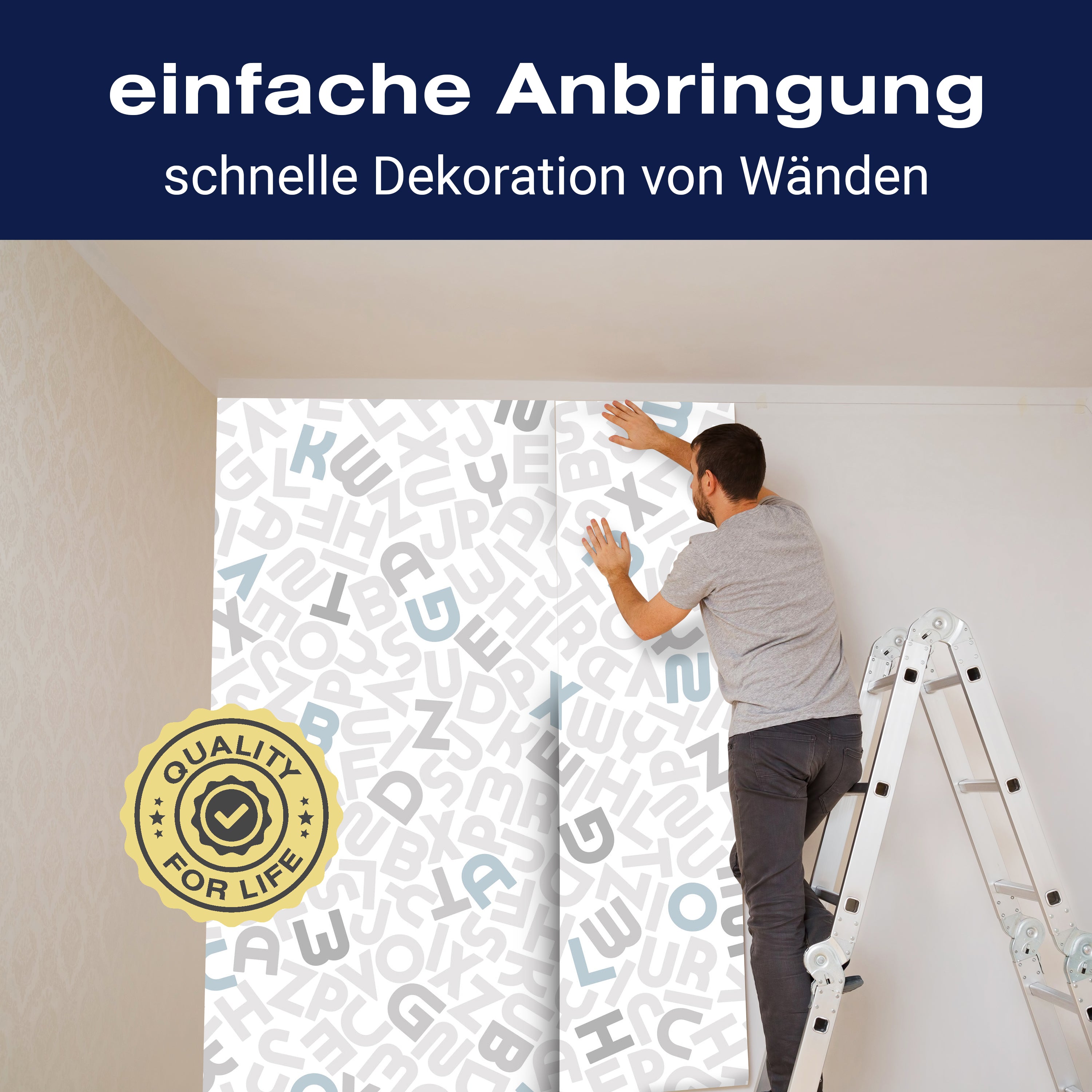 Fototapete Alphabet blau grau M6432 - Bild 3 Fototapete Alphabet blau grau M6432 - Bild 3