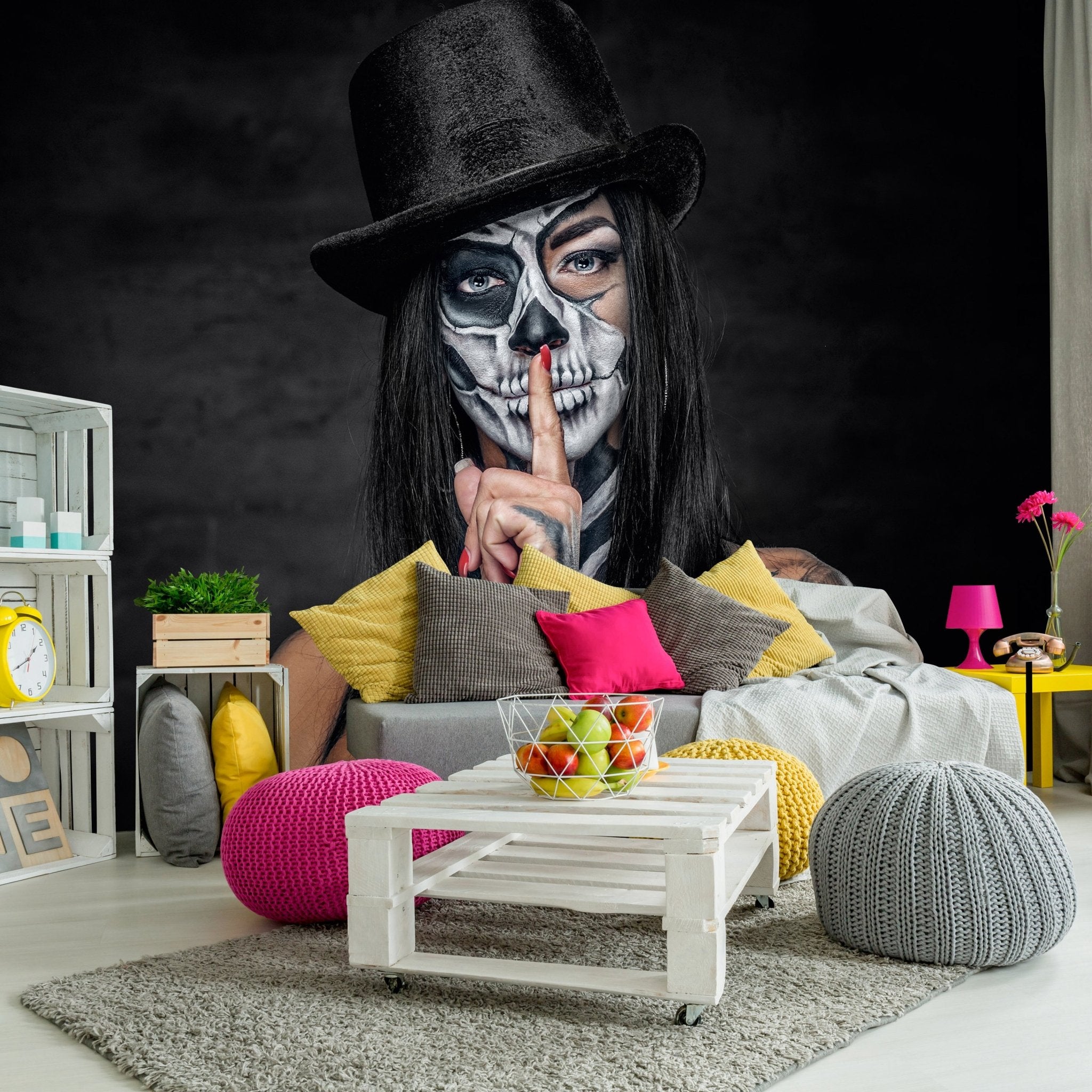 Fototapete Frau Gesicht Totenkopf M6509 - Bild 1 Fototapete Frau Gesicht Totenkopf M6509 - Bild 1