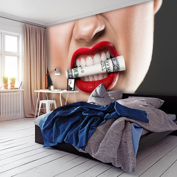 Fototapete Frau Geld rote Lippen M6515 - Bild 1 Fototapete Frau Geld rote Lippen M6515 - Bild 1