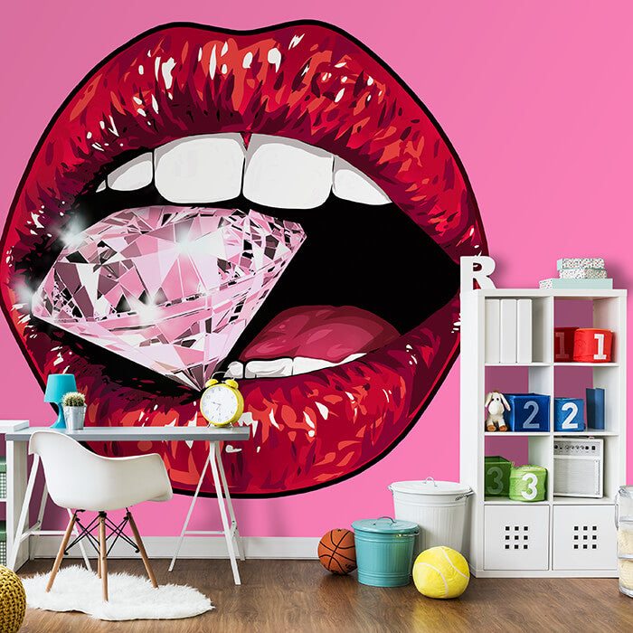 Fototapete Mund Frau Diamant M6549 - Bild 1 Fototapete Mund Frau Diamant M6549 - Bild 1