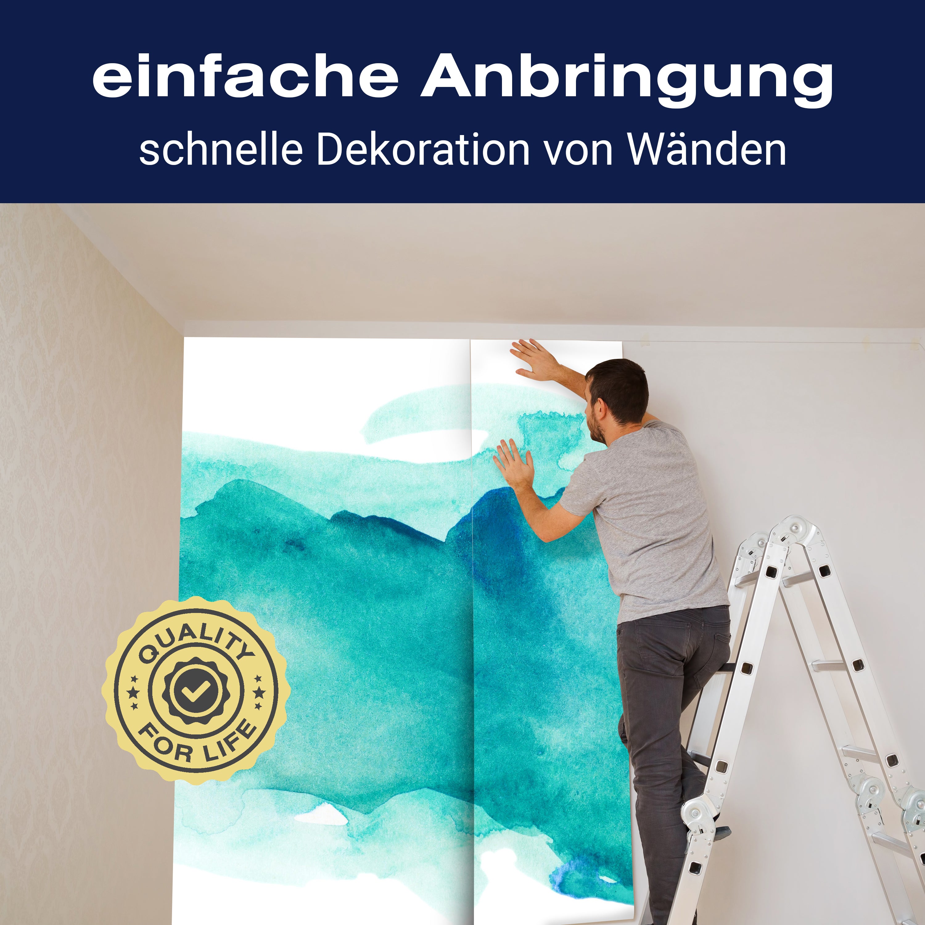 Fototapete Aquarell Papier türkis M6560 - Bild 3 Fototapete Aquarell Papier türkis M6560 - Bild 3