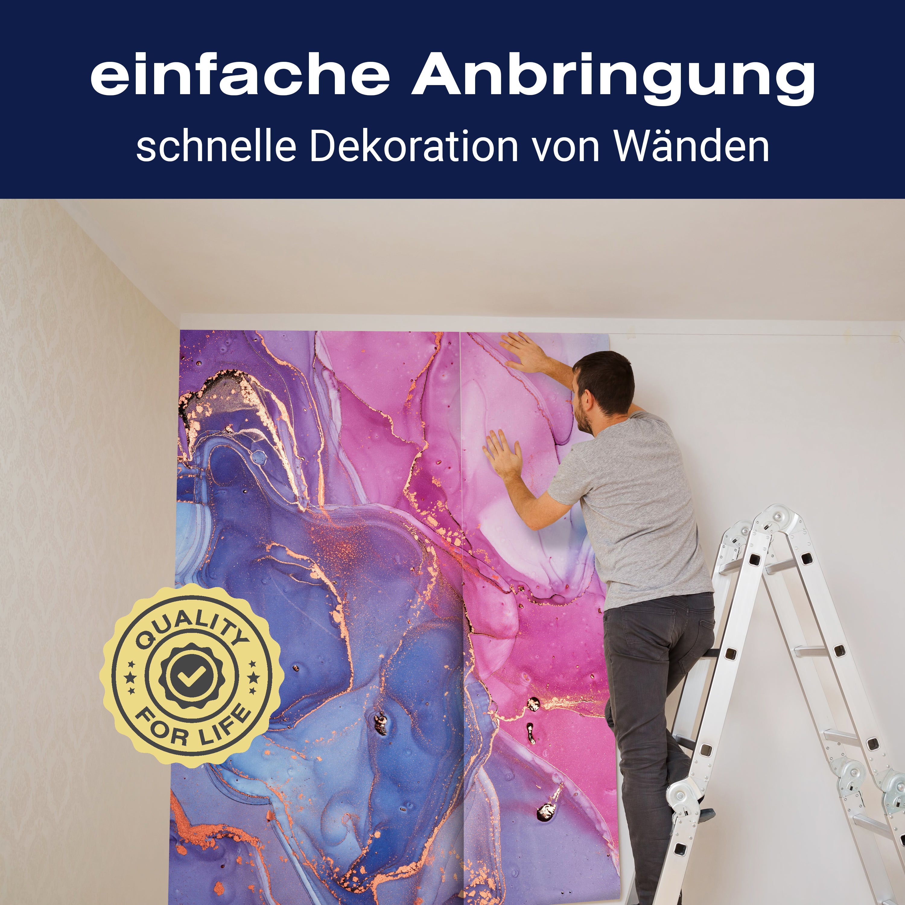 Fototapete Marmoroptik Kunst Wasserfarben rosa M6573 - Bild 3 Fototapete Marmoroptik Kunst Wasserfarben rosa M6573 - Bild 3