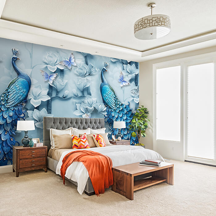 Fototapete blaue Pfaue Kunst M6583 - Bild 1 Fototapete blaue Pfaue Kunst M6583 - Bild 1