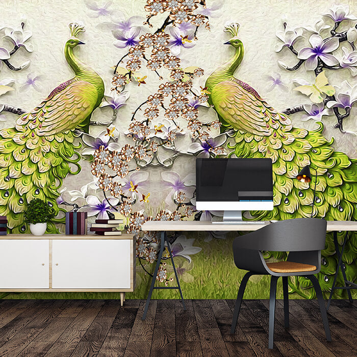 Fototapete grüne Pfaue Kunst Blumen M6585 - Bild 1 Fototapete grüne Pfaue Kunst Blumen M6585 - Bild 1