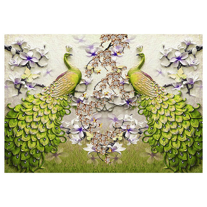 Fototapete grüne Pfaue Kunst Blumen M6585 - Bild 2 Fototapete grüne Pfaue Kunst Blumen M6585 - Bild 2