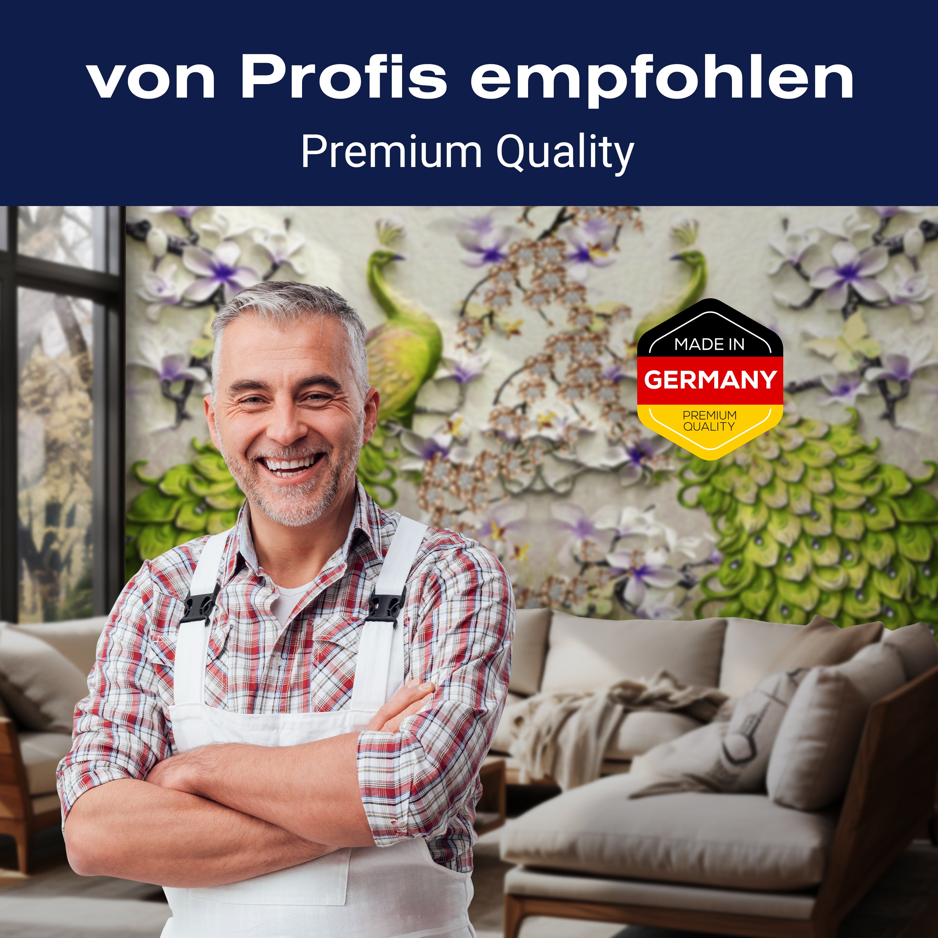 Fototapete grüne Pfaue Kunst Blumen M6585 - Bild 5 Fototapete grüne Pfaue Kunst Blumen M6585 - Bild 5