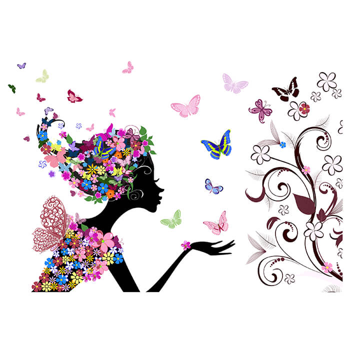 Fototapete Elfe Silhouette Blumen Schmetterlinge M6593 - Bild 2 Fototapete Elfe Silhouette Blumen Schmetterlinge M6593 - Bild 2