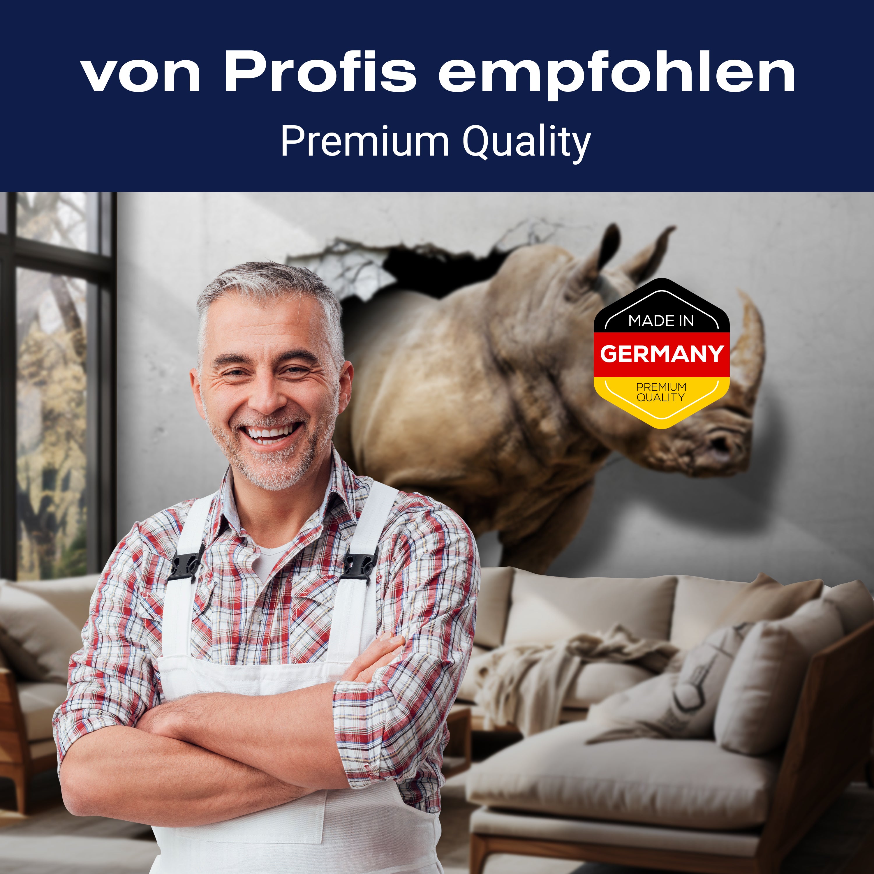 Fototapete Nashorn 3D Optik Wanddruchbruch M6616 - Bild 5 Fototapete Nashorn 3D Optik Wanddruchbruch M6616 - Bild 5