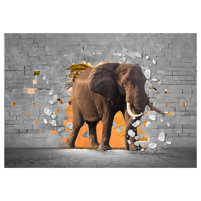 Fototapete 3D Optik Elefant Wanddurchbruch M6617 - Bild 2 Fototapete 3D Optik Elefant Wanddurchbruch M6617 - Bild 2