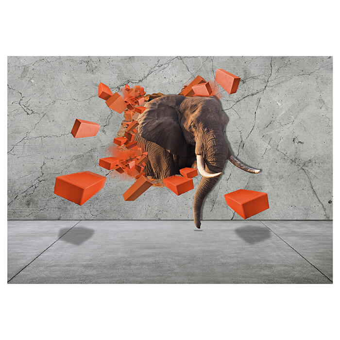 Fototapete 3D Optik Elefant Ziegelsteine M6618 - Bild 2 Fototapete 3D Optik Elefant Ziegelsteine M6618 - Bild 2