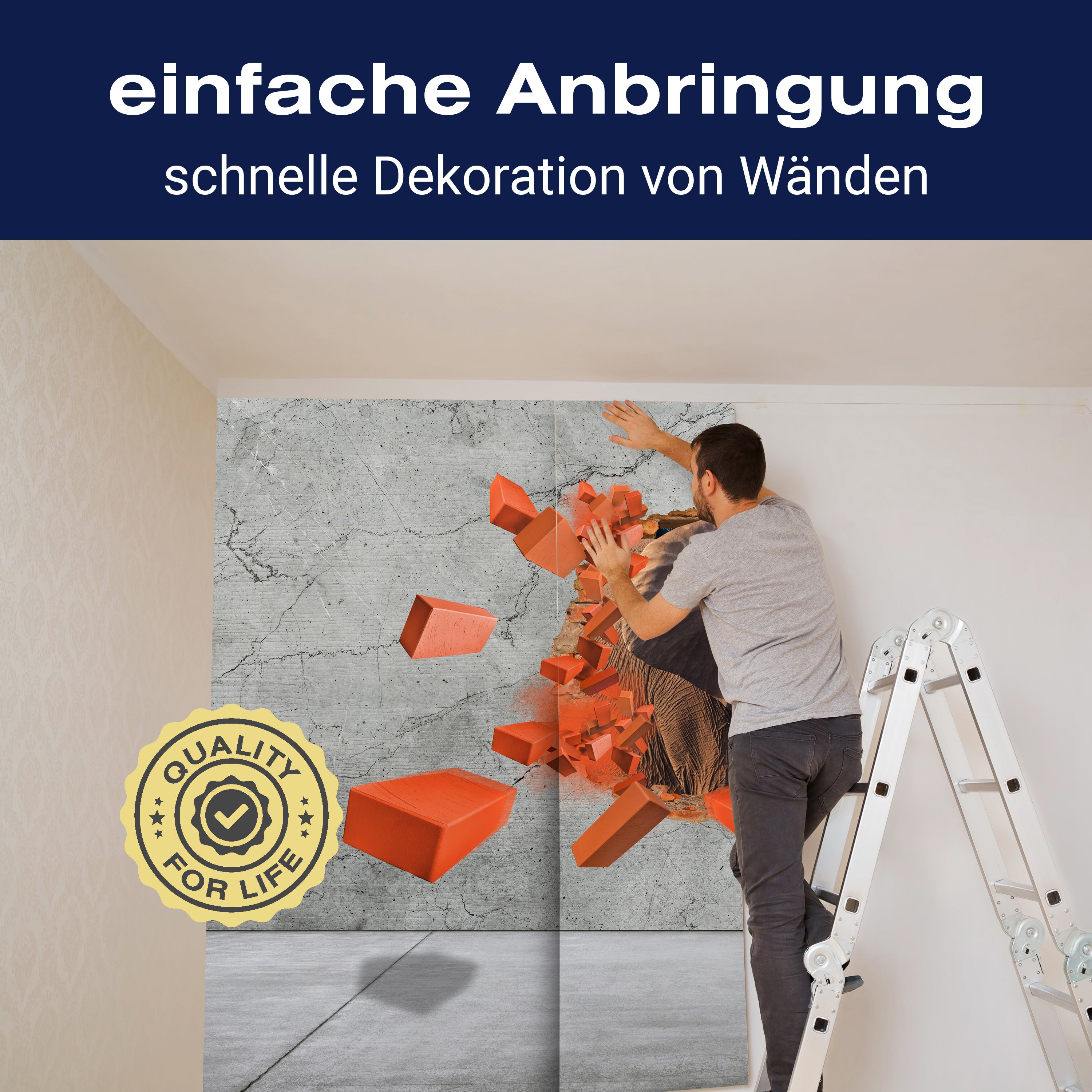 Fototapete 3D Optik Elefant Ziegelsteine M6618 - Bild 3 Fototapete 3D Optik Elefant Ziegelsteine M6618 - Bild 3