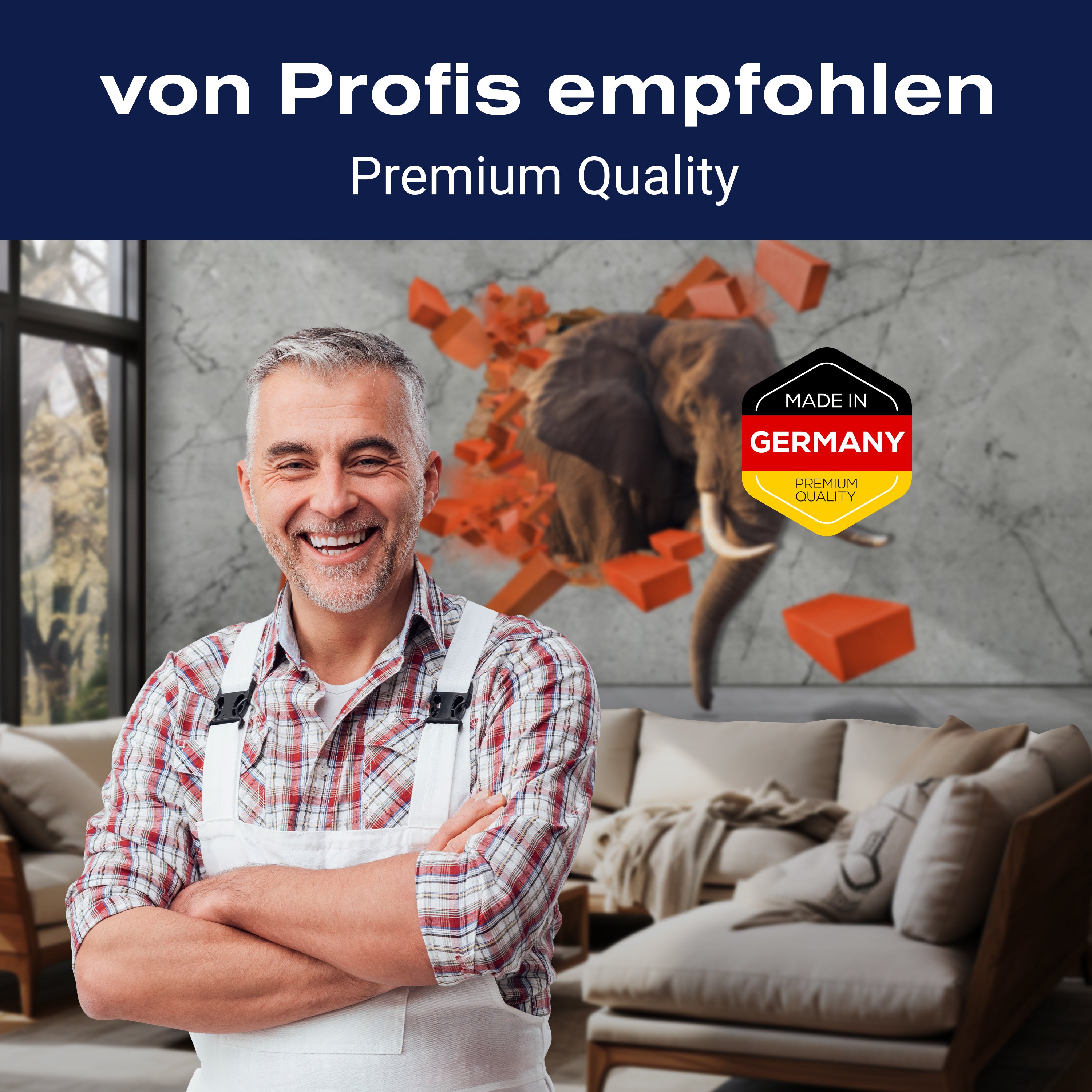 Fototapete 3D Optik Elefant Ziegelsteine M6618 - Bild 5 Fototapete 3D Optik Elefant Ziegelsteine M6618 - Bild 5