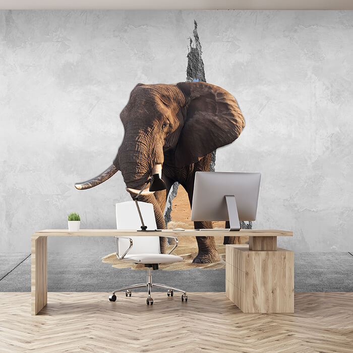 Fototapete 3D Optik Wanddurchbruch Elefant M6623 - Bild 1 Fototapete 3D Optik Wanddurchbruch Elefant M6623 - Bild 1