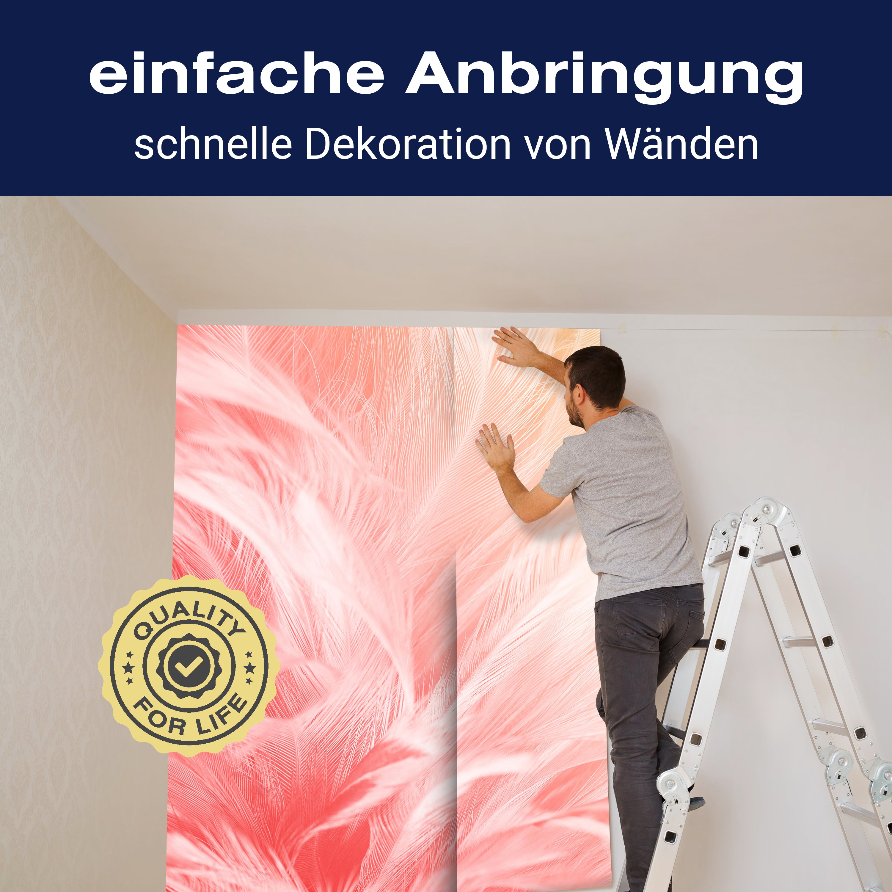 Fototapete Feder rosa gelb M6630 - Bild 3 Fototapete Feder rosa gelb M6630 - Bild 3