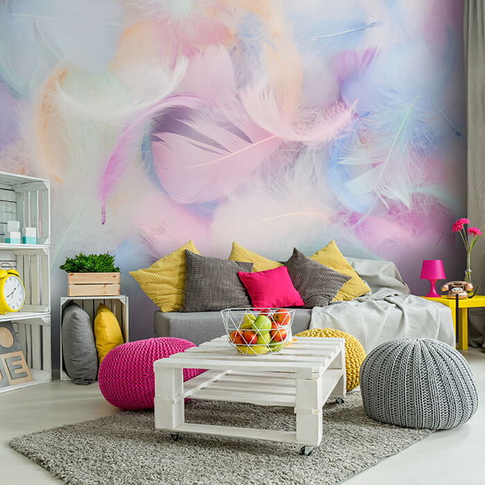Fototapete Federn pastell rosa blau M6632 - Bild 1 Fototapete Federn pastell rosa blau M6632 - Bild 1
