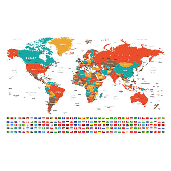 Fototapete bunte Weltkarte Flaggen M6651 - Bild 2 Fototapete bunte Weltkarte Flaggen M6651 - Bild 2
