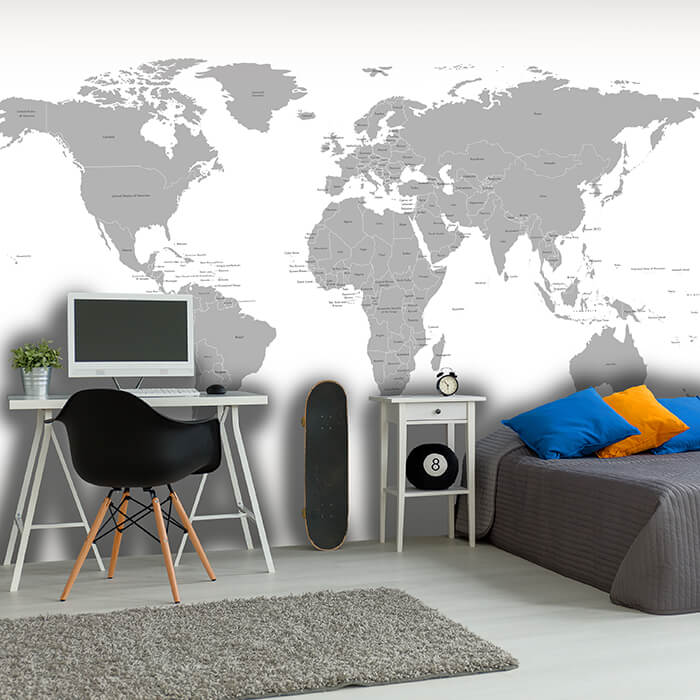 Fototapete Weltkarte grau Atlas M6654 - Bild 1 Fototapete Weltkarte grau Atlas M6654 - Bild 1