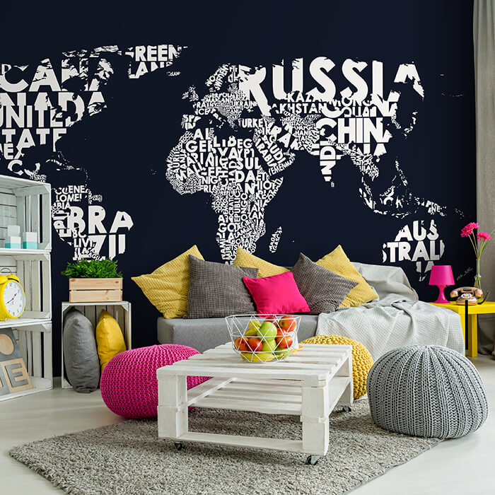Fototapete Weltkarte weiß blau M6656 - Bild 1 Fototapete Weltkarte weiß blau M6656 - Bild 1