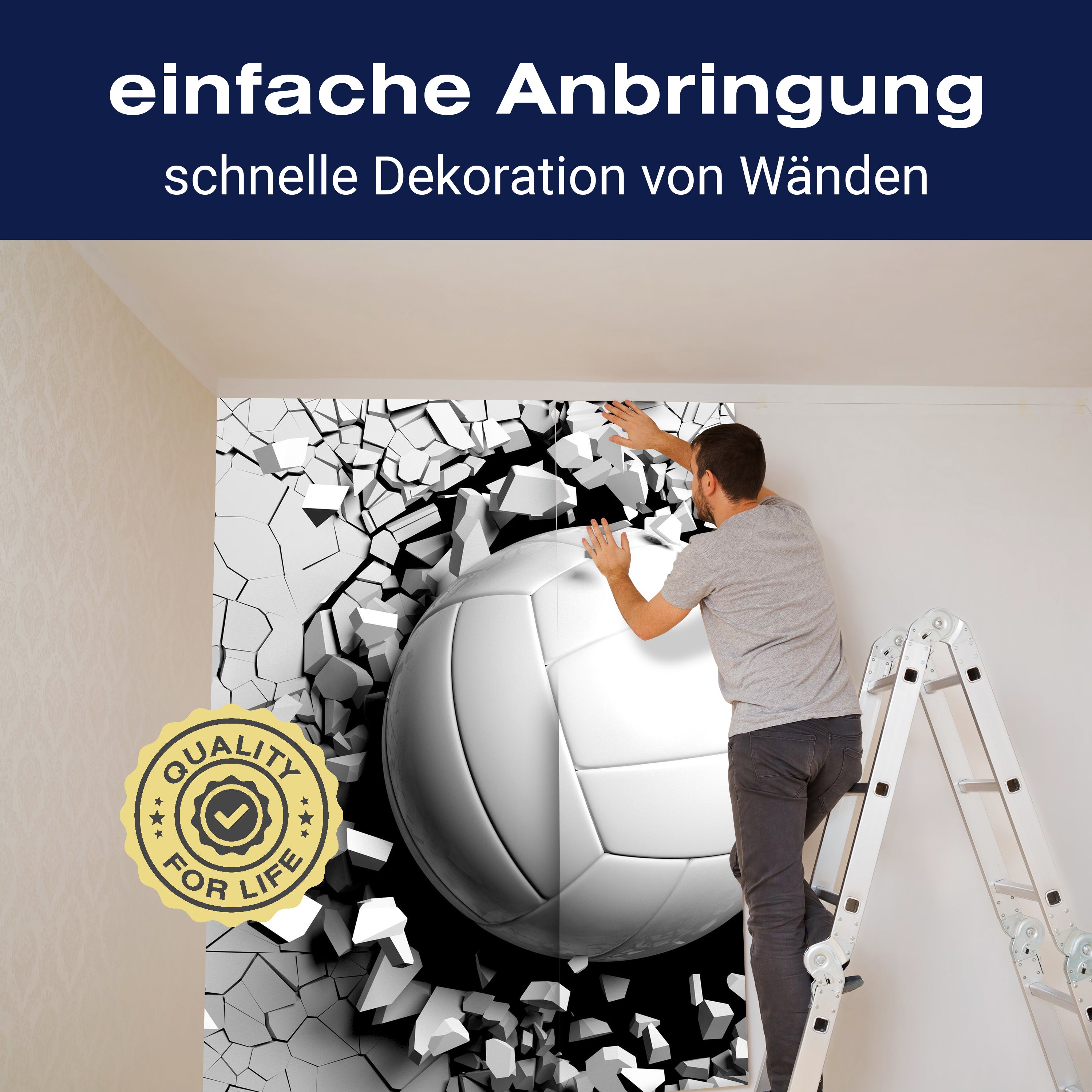 Fototapete 3D Optik Ball Wanddurchbruch M6700 - Bild 3 Fototapete 3D Optik Ball Wanddurchbruch M6700 - Bild 3