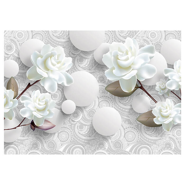 Fototapete Blumen 3D Optik Kreise weiß M6708 - Bild 2 Fototapete Blumen 3D Optik Kreise weiß M6708 - Bild 2