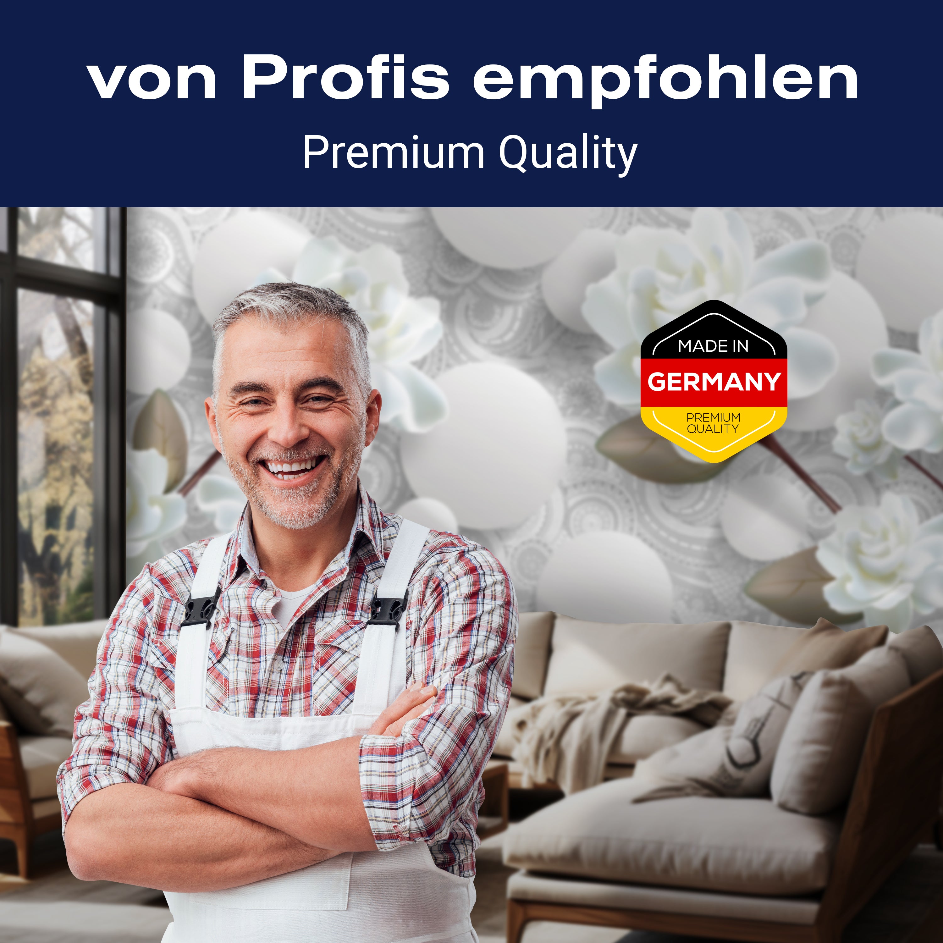 Fototapete Blumen 3D Optik Kreise weiß M6708 - Bild 5 Fototapete Blumen 3D Optik Kreise weiß M6708 - Bild 5