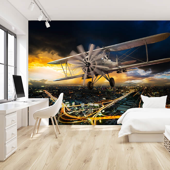 Fototapete Propellerflugzeug alt Nacht M6712 - Bild 1 Fototapete Propellerflugzeug alt Nacht M6712 - Bild 1