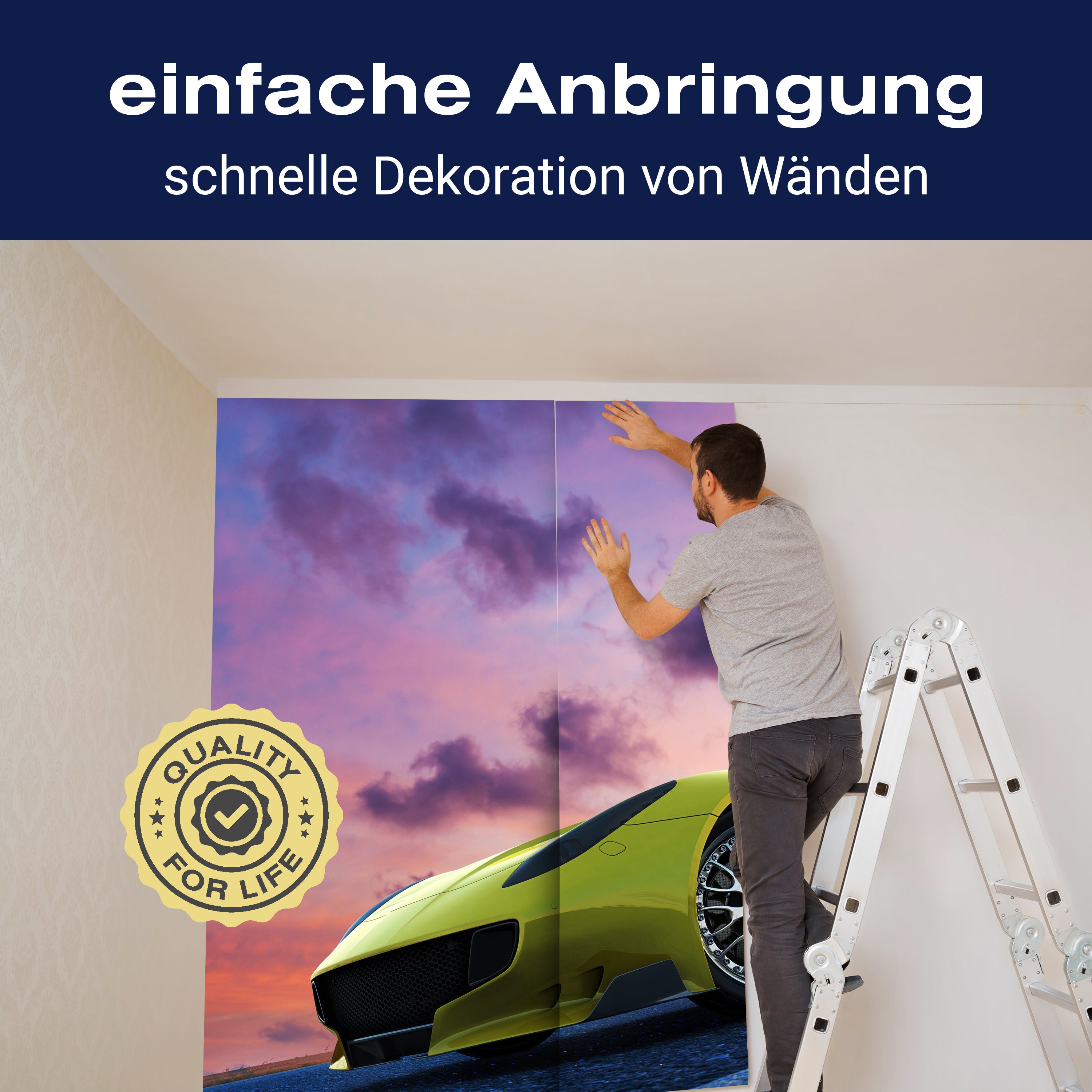 Fototapete gelber Sportwagen Straße M6729 - Bild 3 Fototapete gelber Sportwagen Straße M6729 - Bild 3