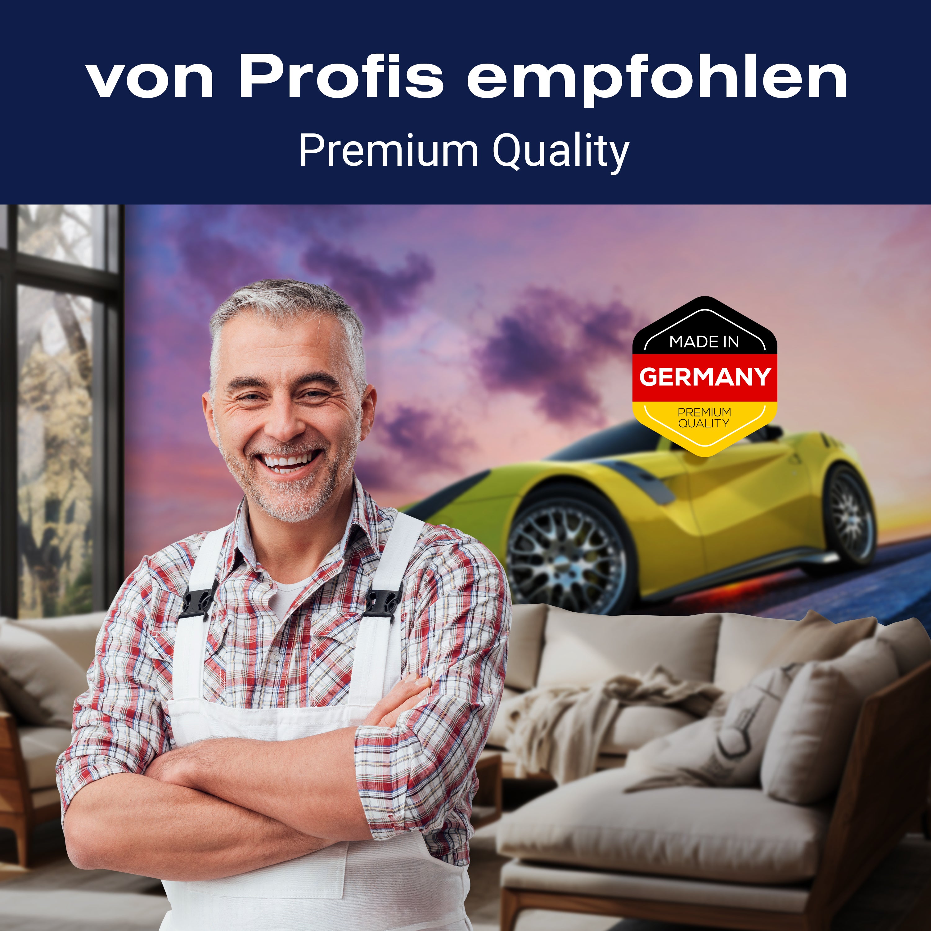 Fototapete gelber Sportwagen Straße M6729 - Bild 5 Fototapete gelber Sportwagen Straße M6729 - Bild 5