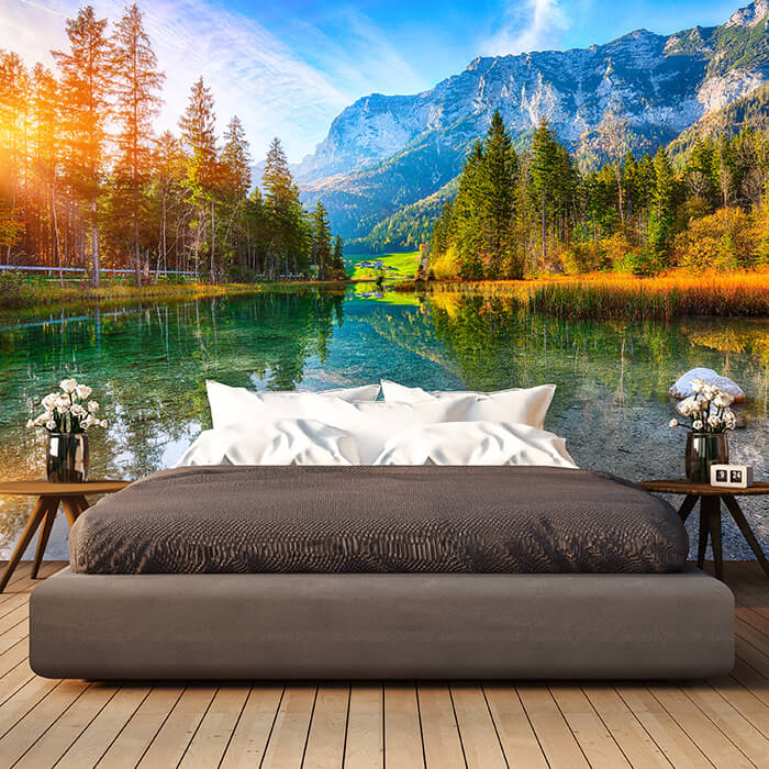 Fototapete Bergsee Alpen Wald M6746 - Bild 1 Fototapete Bergsee Alpen Wald M6746 - Bild 1