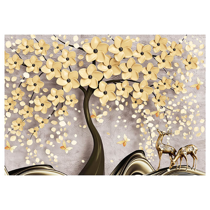 Fototapete Blütenbaum gold Reh M6788 - Bild 2 Fototapete Blütenbaum gold Reh M6788 - Bild 2