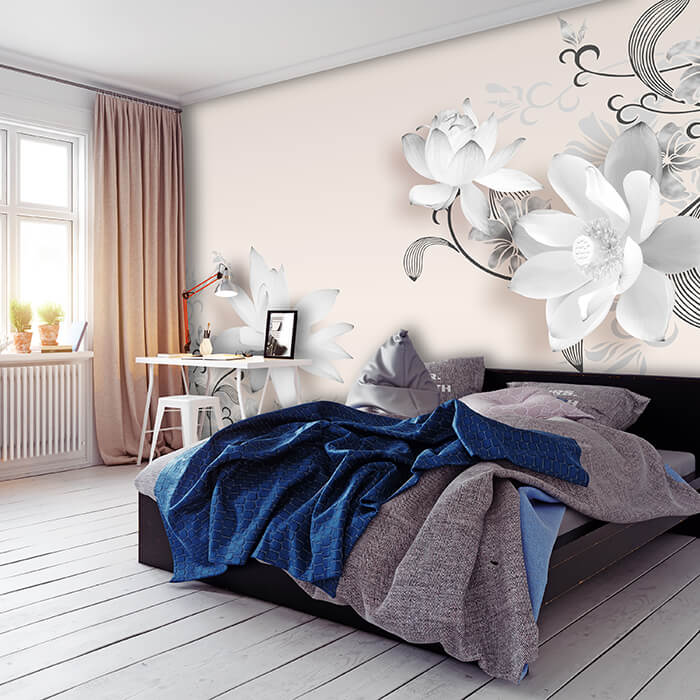 Fototapete weiße Blumen Blüten M6792 - Bild 1 Fototapete weiße Blumen Blüten M6792 - Bild 1