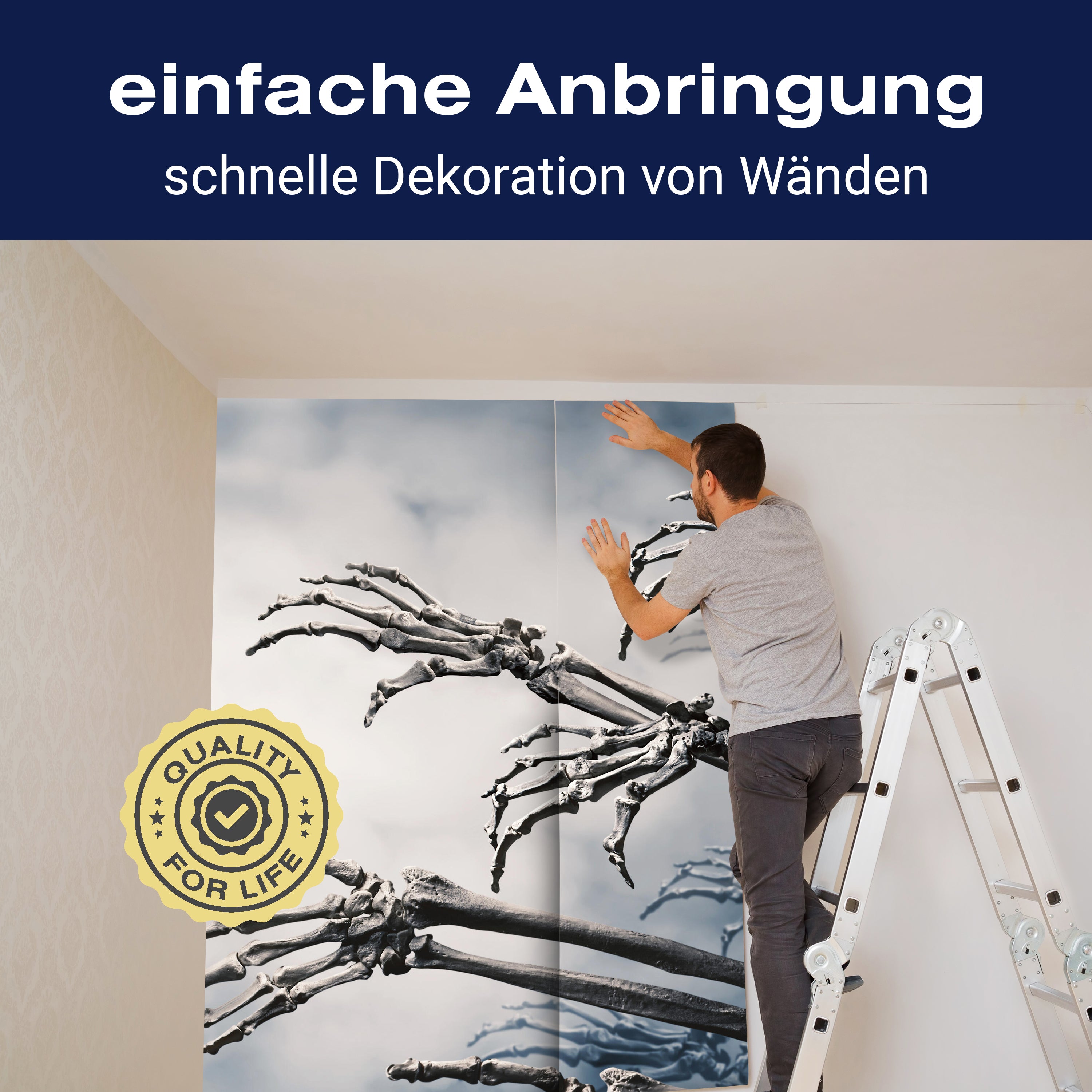 Fototapete Skelett Totenkopf blau grau M6804 - Bild 3 Fototapete Skelett Totenkopf blau grau M6804 - Bild 3