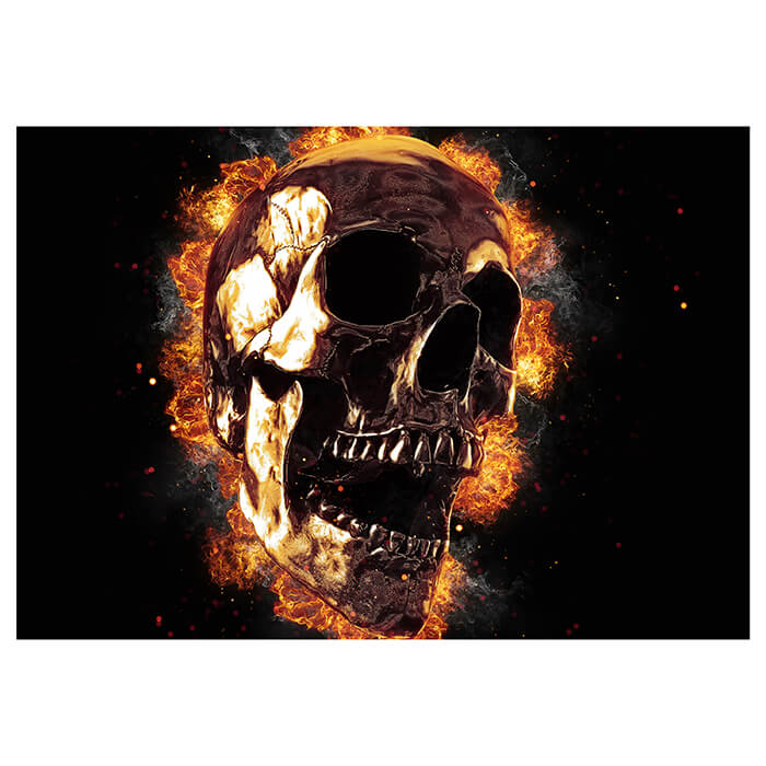 Fototapete Totenkopf Metall gold Feuer M6805 - Bild 2 Fototapete Totenkopf Metall gold Feuer M6805 - Bild 2