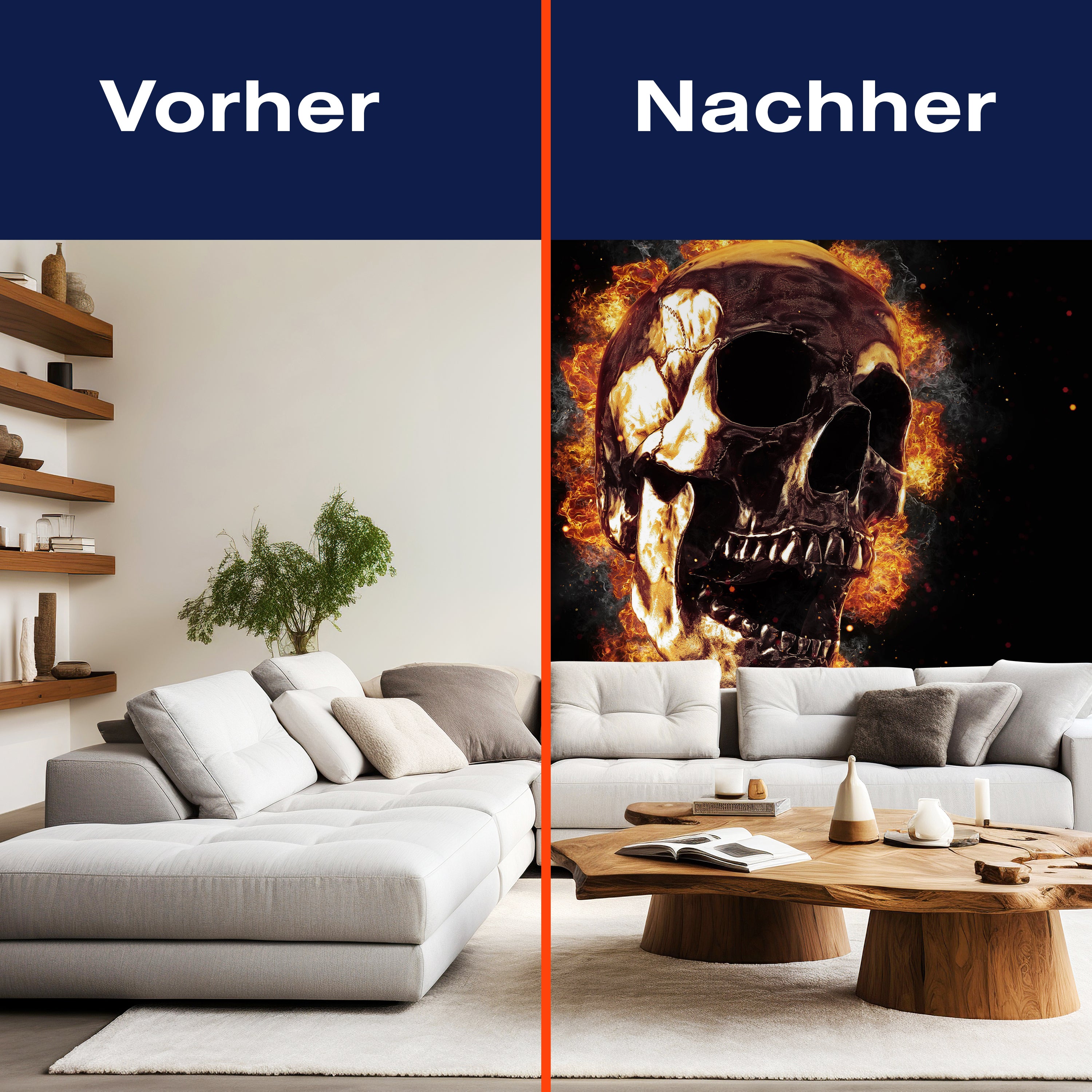 Fototapete Totenkopf Metall gold Feuer M6805 - Bild 9 Fototapete Totenkopf Metall gold Feuer M6805 - Bild 9