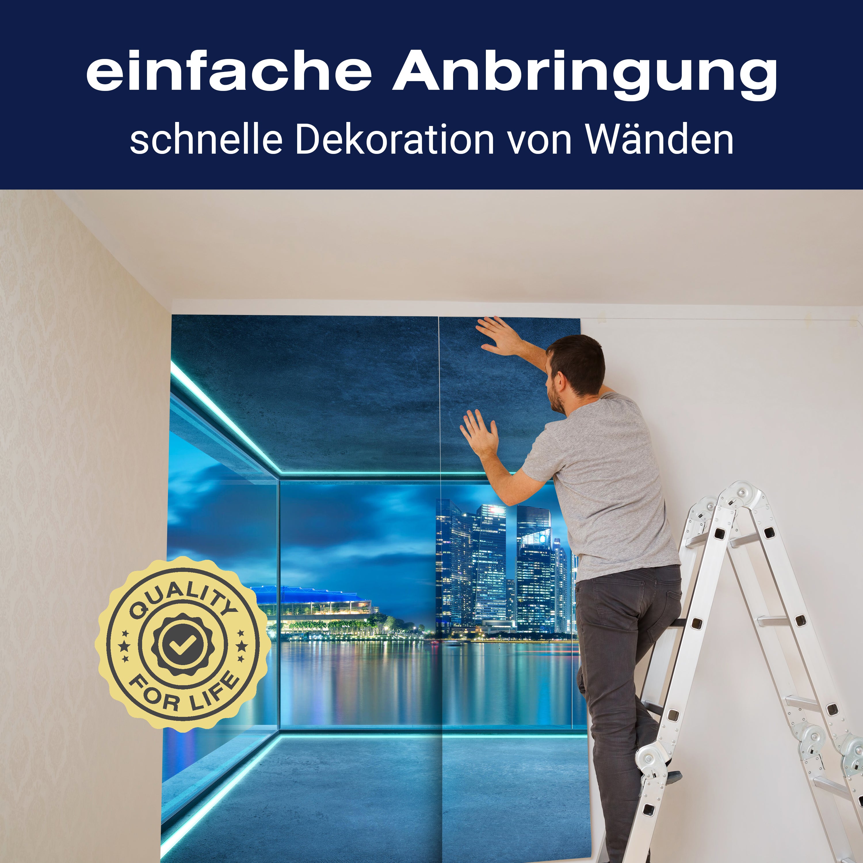 Fototapete Ausblick Fenster Stadt Nacht Skyline M6840 - Bild 3 Fototapete Ausblick Fenster Stadt Nacht Skyline M6840 - Bild 3