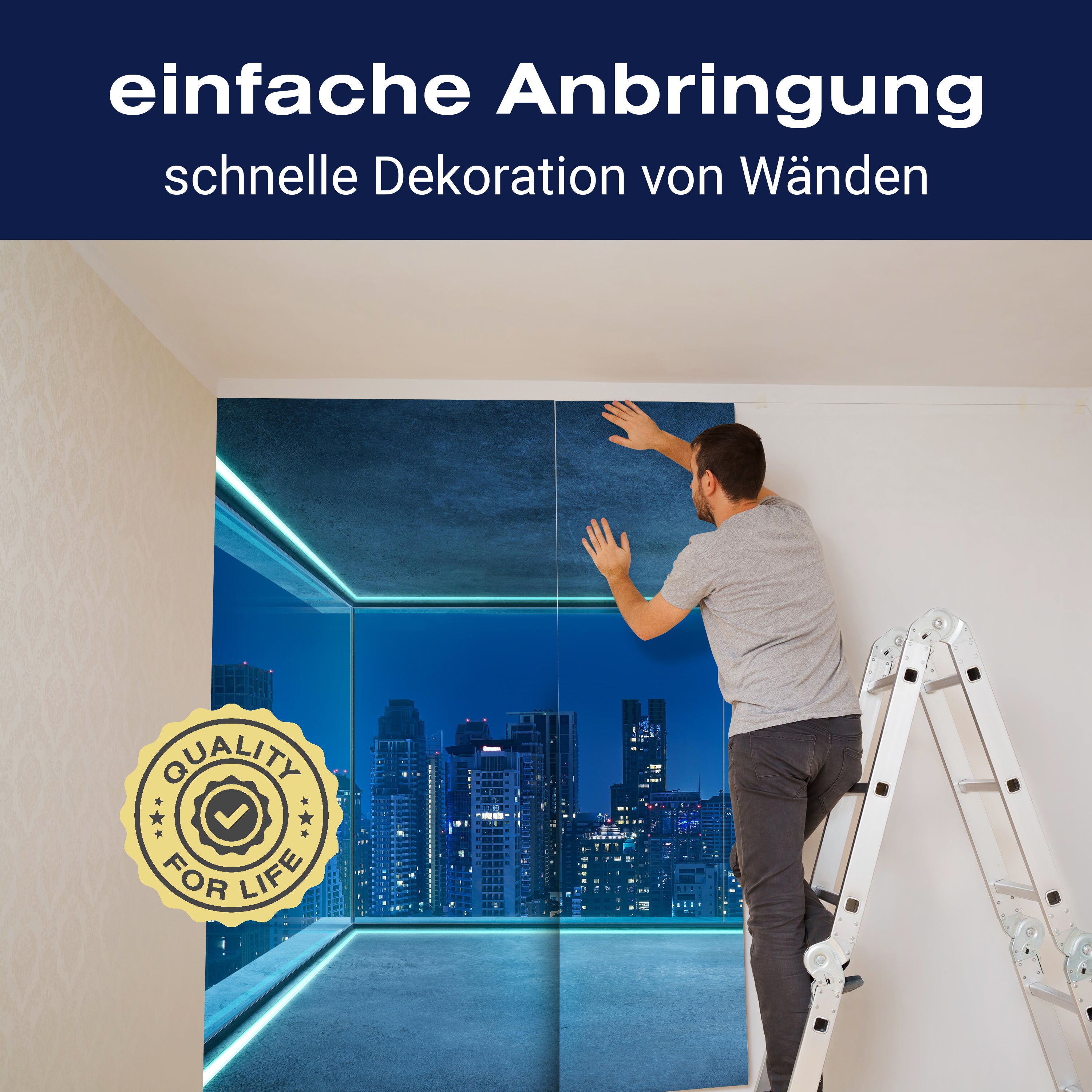 Fototapete Ausblick Skyline Fenster Stadt Nacht M6841 - Bild 3 Fototapete Ausblick Skyline Fenster Stadt Nacht M6841 - Bild 3