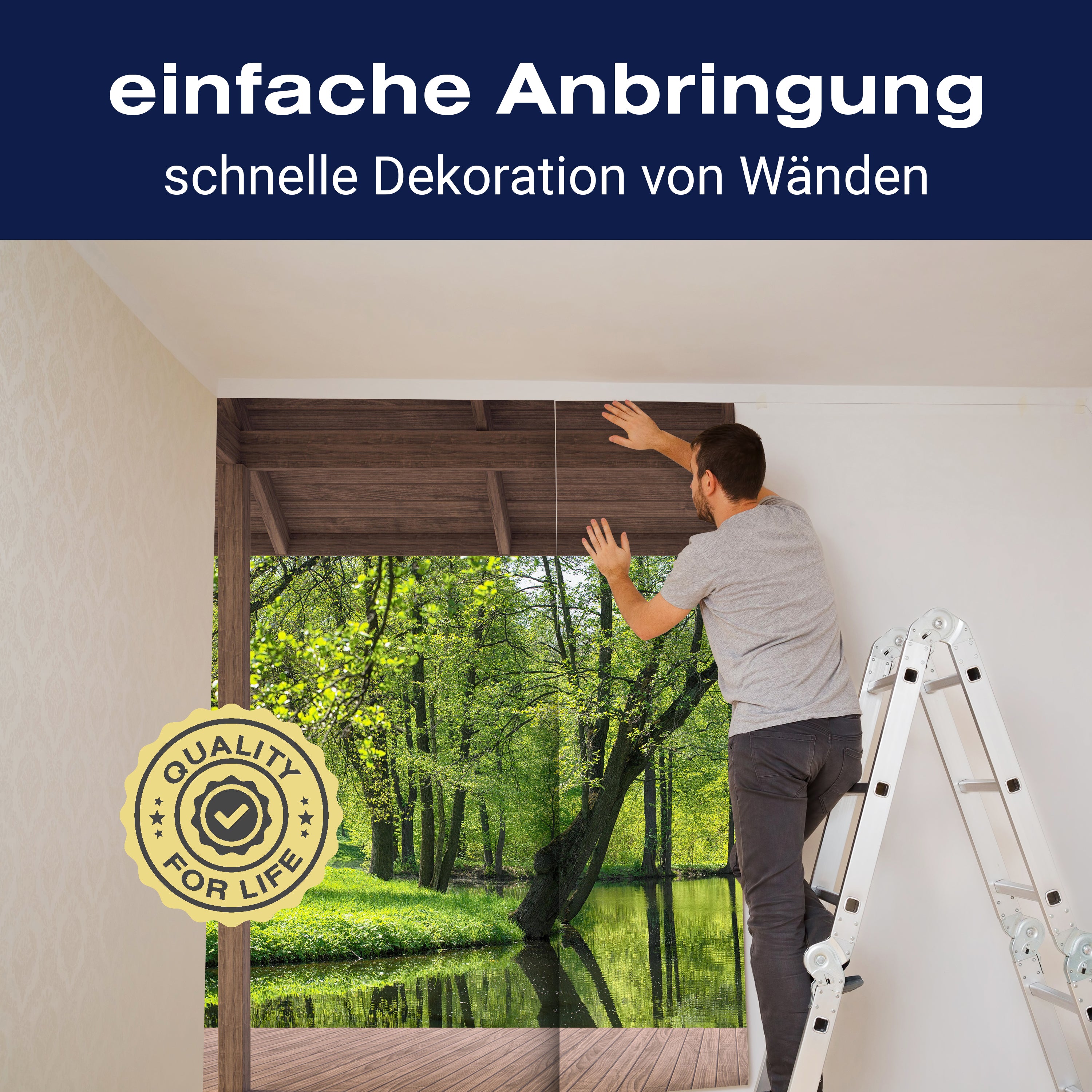 Fototapete Ausblick Terrasse Wald Fluss M6844 - Bild 3 Fototapete Ausblick Terrasse Wald Fluss M6844 - Bild 3