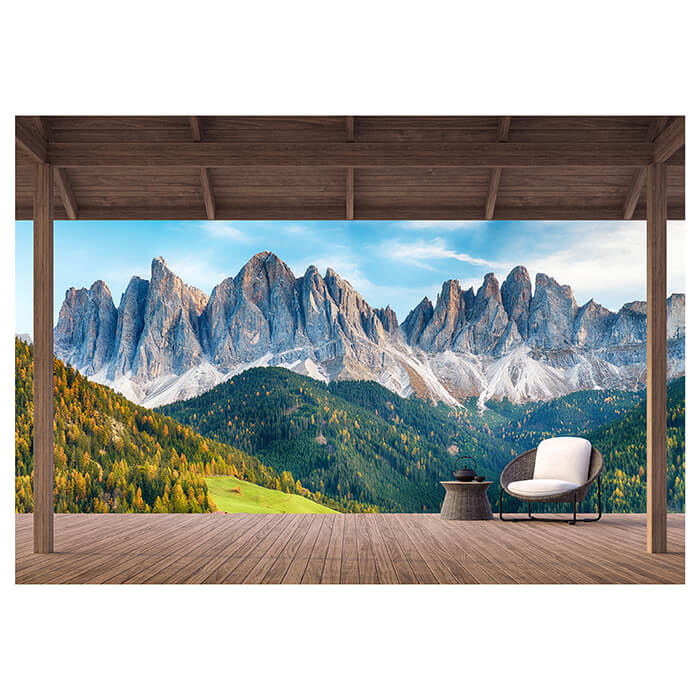 Fototapete Ausblick Terrasse Berge Landschaft M6846 - Bild 2 Fototapete Ausblick Terrasse Berge Landschaft M6846 - Bild 2