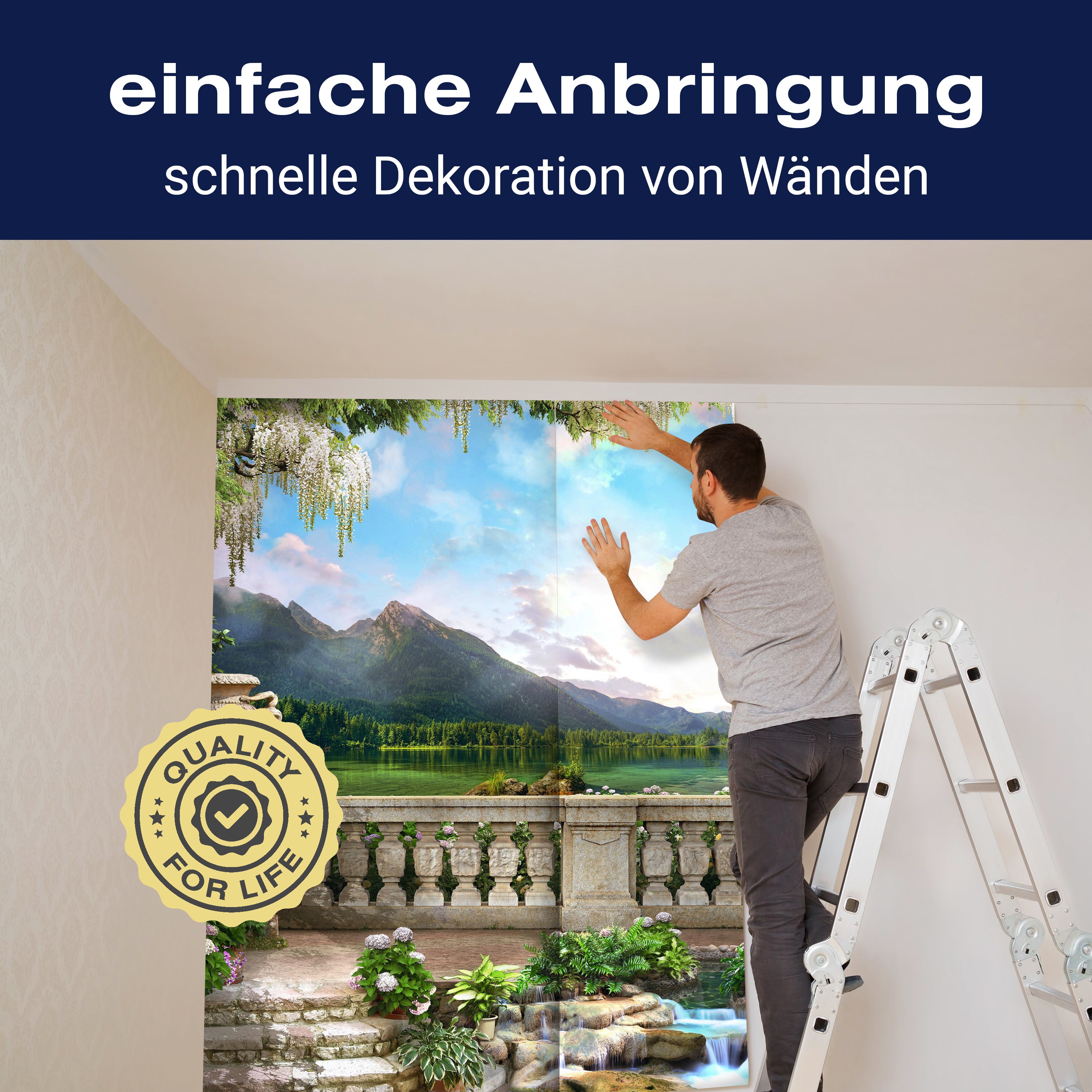 Fototapete Ausblick Berge Pfau Treppe Wasserfall M6847 - Bild 3 Fototapete Ausblick Berge Pfau Treppe Wasserfall M6847 - Bild 3