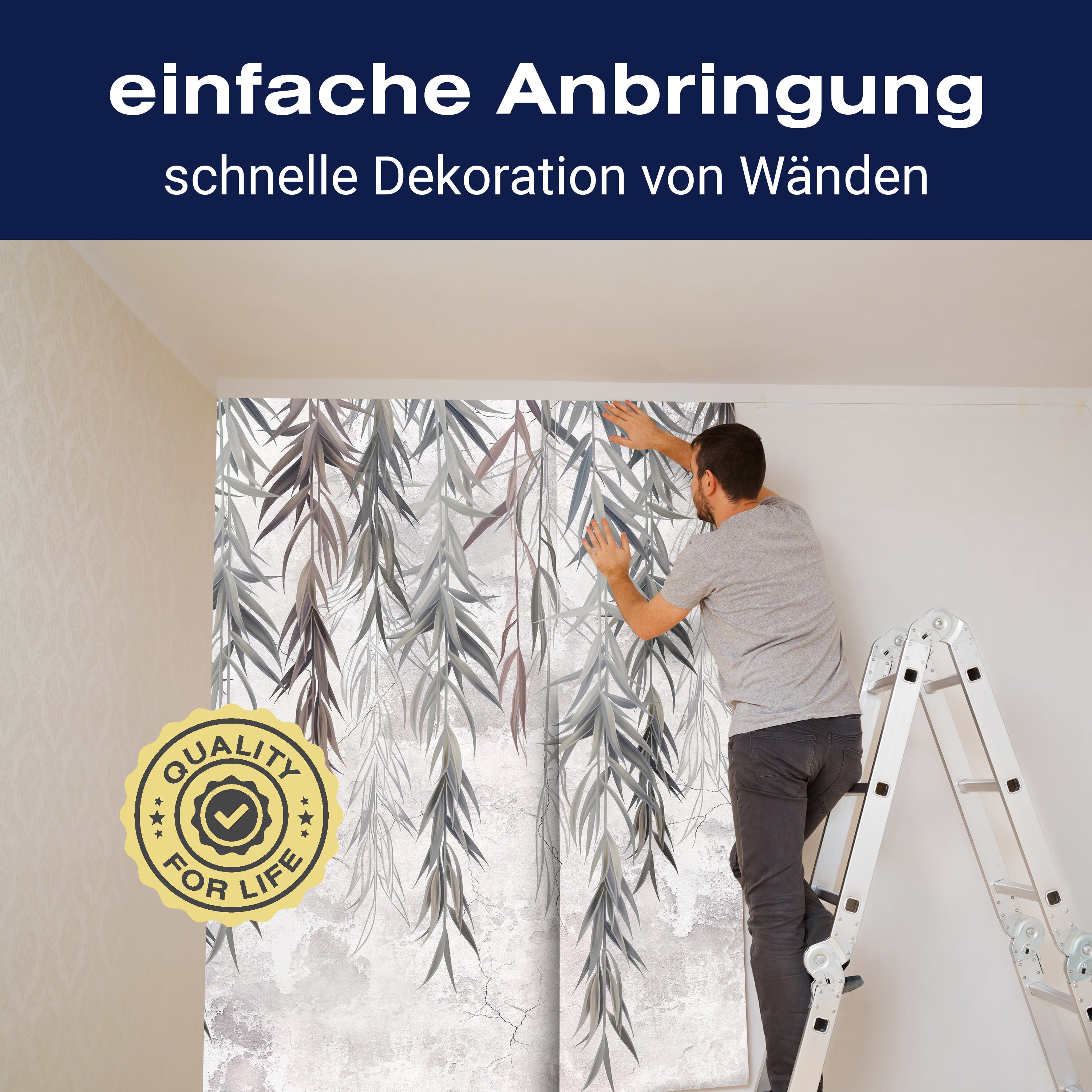 Fototapete mediterran Zweige Blätter Wand Beton M6852 - Bild 3 Fototapete mediterran Zweige Blätter Wand Beton M6852 - Bild 3