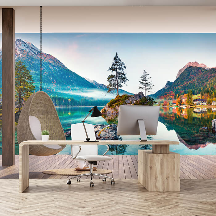 Fototapete Ausblick Berge Wald Himmel See M6855 - Bild 1 Fototapete Ausblick Berge Wald Himmel See M6855 - Bild 1