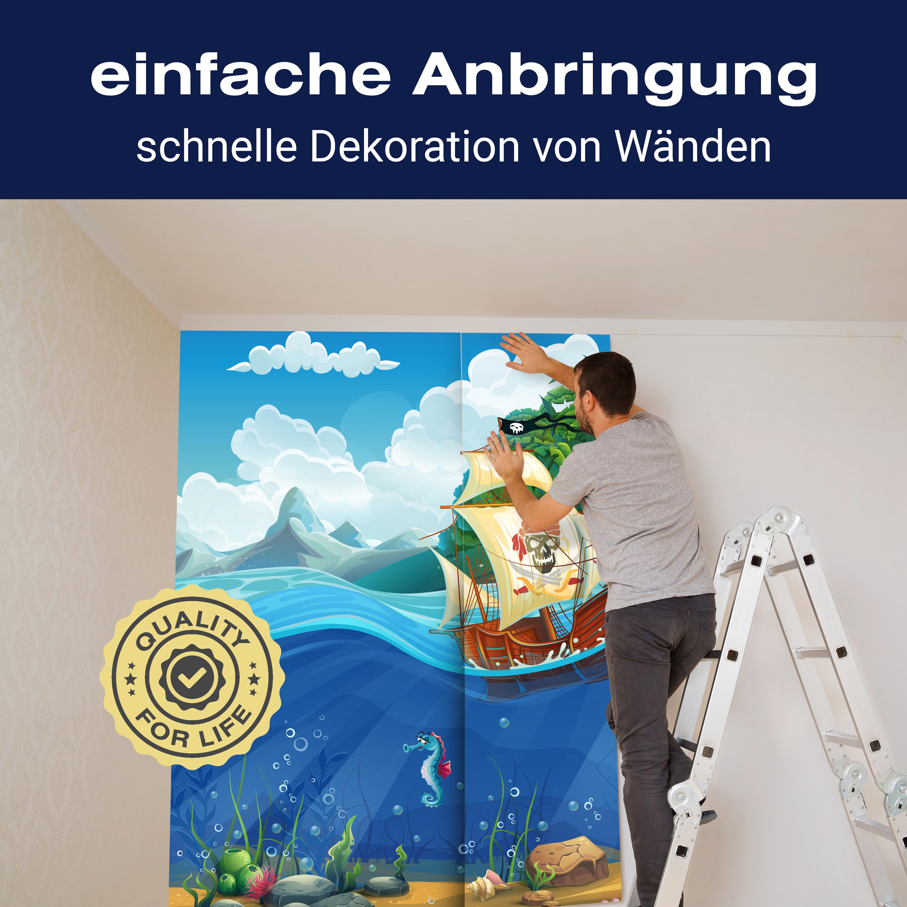 Fototapete Boot Piratenflagge Fische Meer M6874 - Bild 3 Fototapete Boot Piratenflagge Fische Meer M6874 - Bild 3