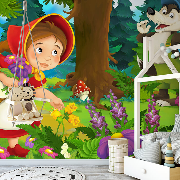 Fototapete Mädchen Wolf Wald Blumen M6878 - Bild 1 Fototapete Mädchen Wolf Wald Blumen M6878 - Bild 1